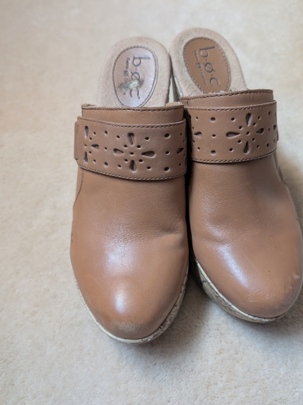 b.o.c. Tan Leather Clog Mules - Comfortable Women's Slip-On